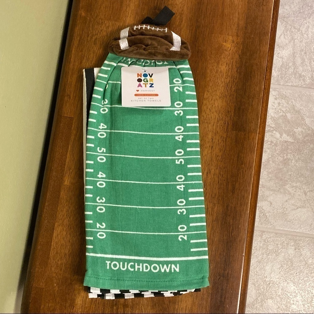NEW! Novogratz FOOTBALL KITCHEN TOWELS SET OF 2